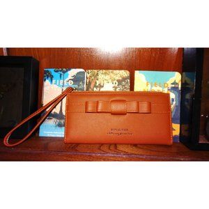 Royal Fair Brown Wallet Clutch w/ Hand Strap money holder bow